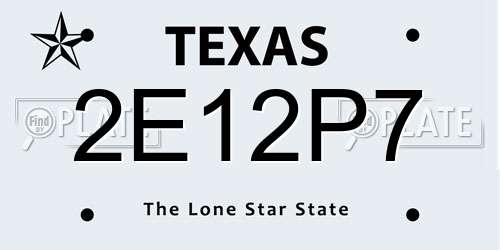 2E12P7 Texas License Plate