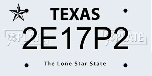 2E17P2 Texas License Plate