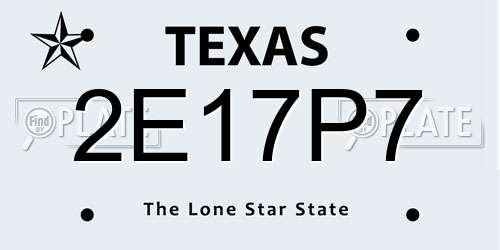 2E17P7 Texas License Plate