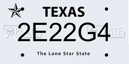 2E22G4 Texas License Plate