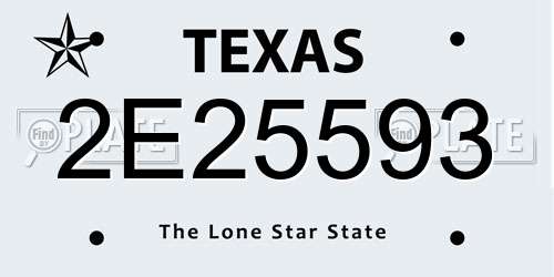 2E25593 Texas License Plate
