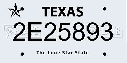 2E25893 Texas License Plate