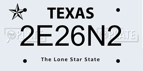 2E26N2 Texas License Plate