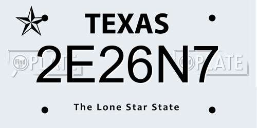 2E26N7 Texas License Plate
