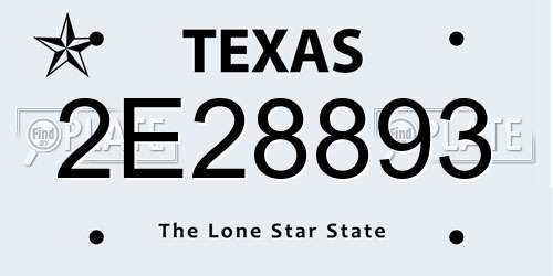 2E28893 Texas License Plate