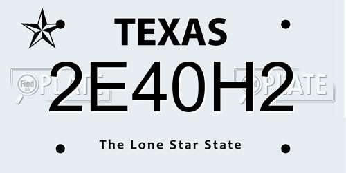 2E40H2 Texas License Plate