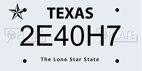 2E40H7 Texas License Plate