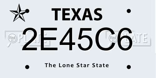 2E45C6 Texas License Plate