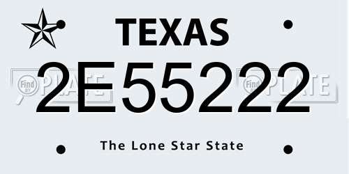 2E55222 Texas License Plate