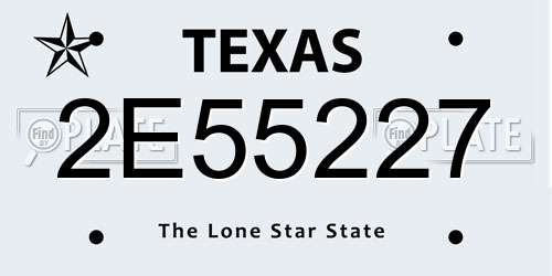 2E55227 Texas License Plate