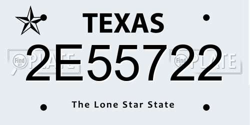 2E55722 Texas License Plate