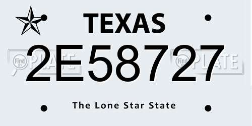 2E58727 Texas License Plate