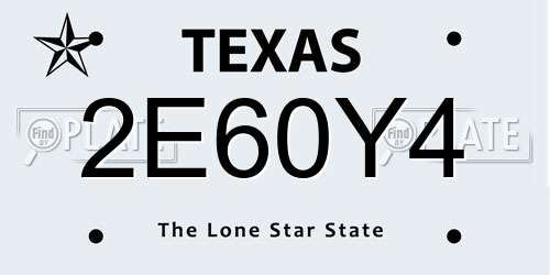 2E60Y4 Texas License Plate