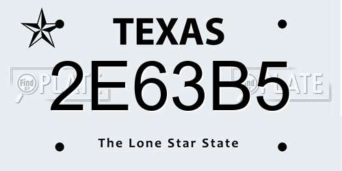 2E63B5 Texas License Plate