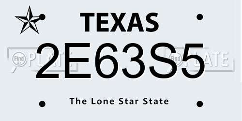 2E63S5 Texas License Plate