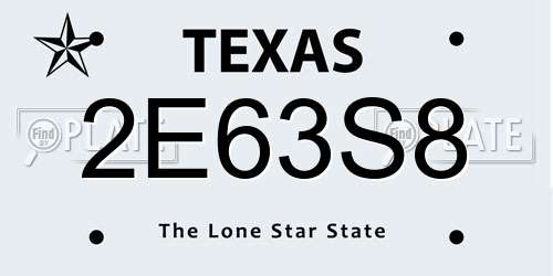 2E63S8 Texas License Plate