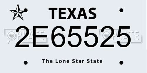 2E65525 Texas License Plate