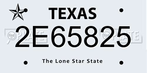 2E65825 Texas License Plate