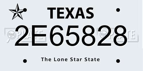 2E65828 Texas License Plate