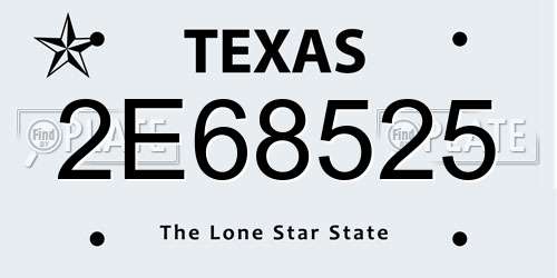 2E68525 Texas License Plate