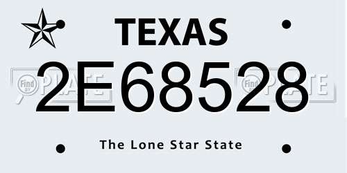 2E68528 Texas License Plate
