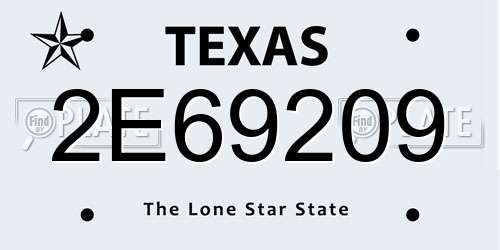 2E69209 Texas License Plate