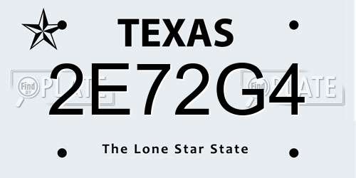 2E72G4 Texas License Plate