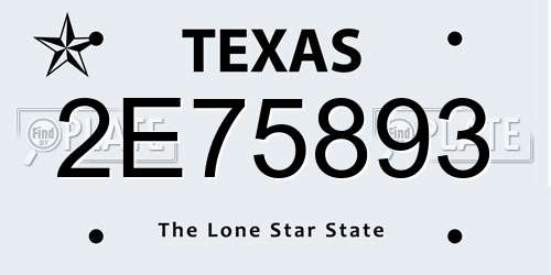 2E75893 Texas License Plate