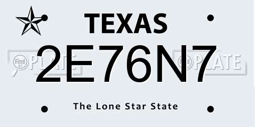 2E76N7 Texas License Plate