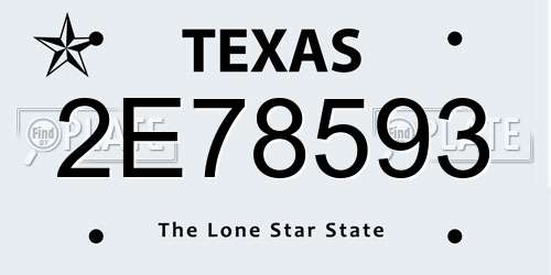 2E78593 Texas License Plate