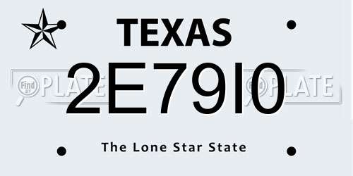 2E79I0 Texas License Plate