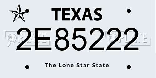 2E85222 Texas License Plate