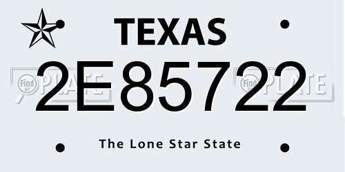 2E85722 Texas License Plate