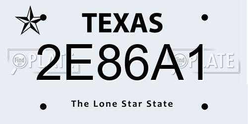 2E86A1 Texas License Plate