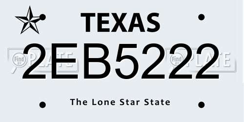2EB5222 Texas License Plate