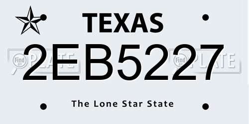 2EB5227 Texas License Plate