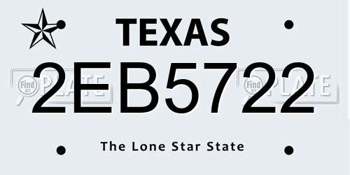 2EB5722 Texas License Plate