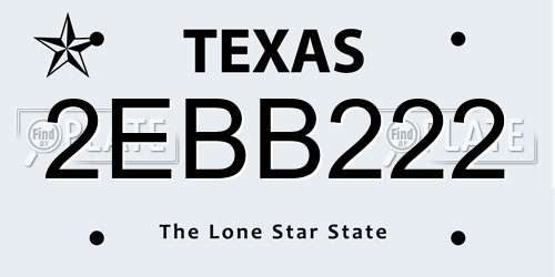 2EBB222 Texas License Plate