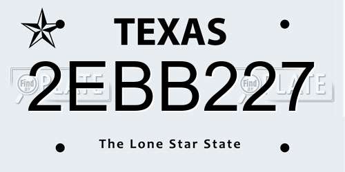 2EBB227 Texas License Plate