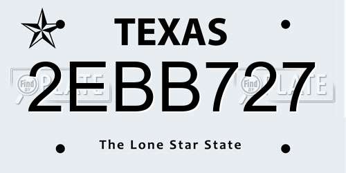 2EBB727 Texas License Plate