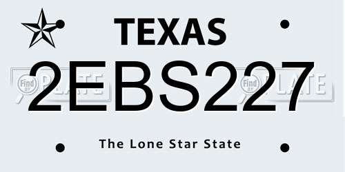 2EBS227 Texas License Plate