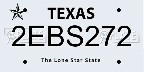 2EBS272 Texas License Plate