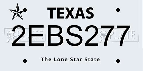 2EBS277 Texas License Plate
