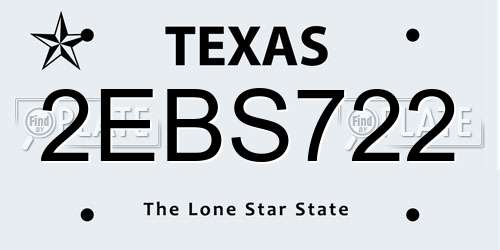 2EBS722 Texas License Plate