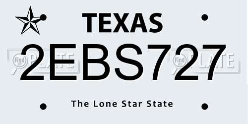 2EBS727 Texas License Plate