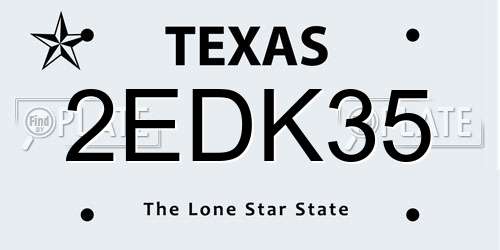 2EDK35 Texas License Plate