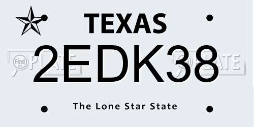 2EDK38 Texas License Plate