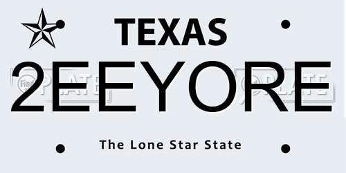 2EEYORE Texas License Plate