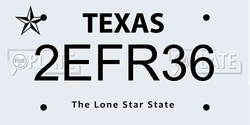 2EFR36 Texas License Plate