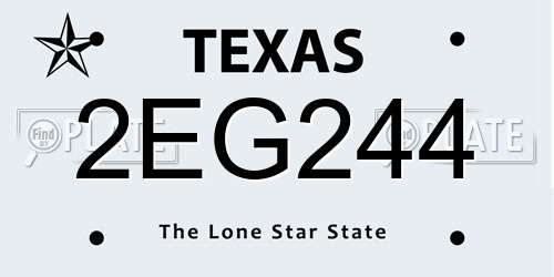 2EG244 Texas License Plate